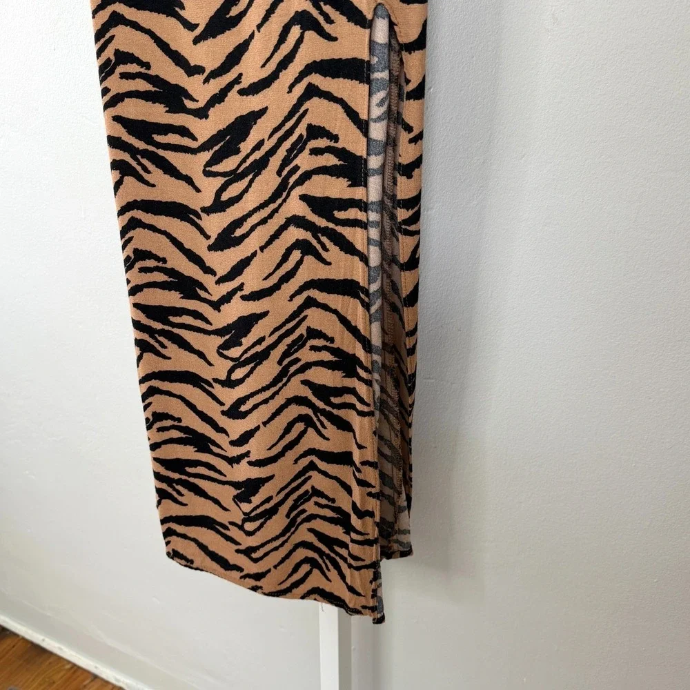 Reformation‎ Animal Print Midi Dress Bodycon Size 0 Sexy Slit 90s Chic It Girl